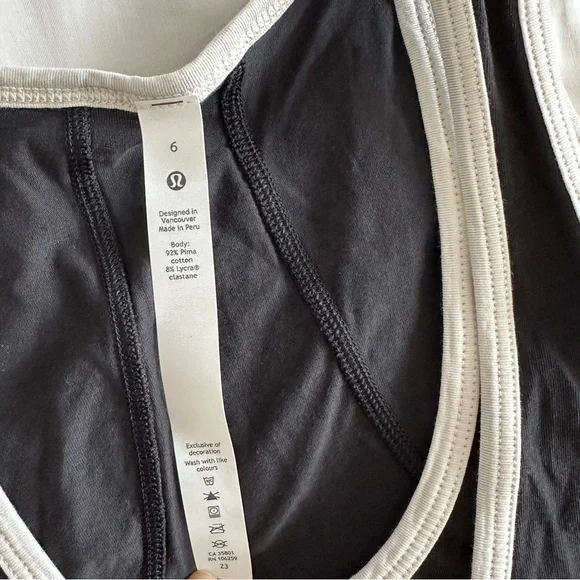 LULULEMON TANK WOMENS SIZE 6 BLACK  & WHITE - Picture 5 of 8